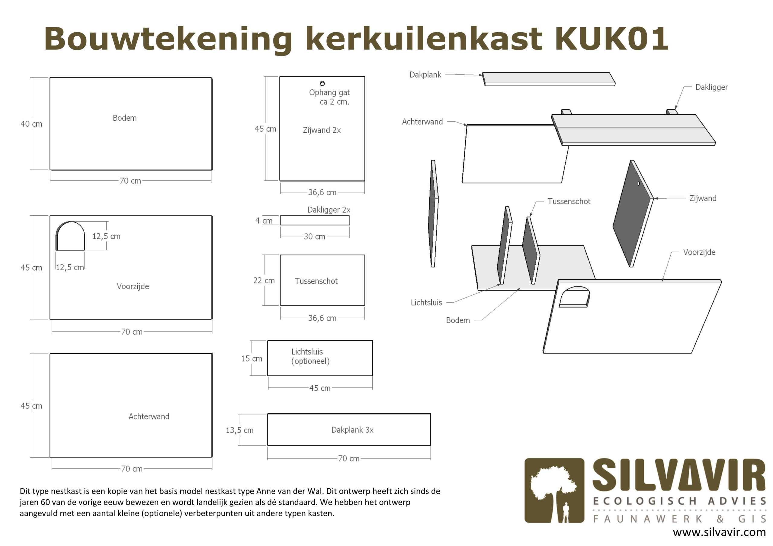 Bouwtekening kerkuilenkast KUK01
